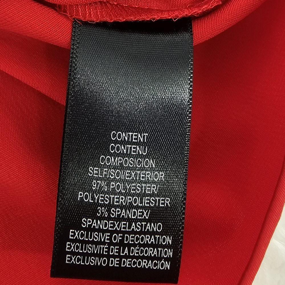 WAYF Red Long Sleeved Feather-Trim Cropped Satin V-Neck Top Womens Size Small - Picture 8 of 11